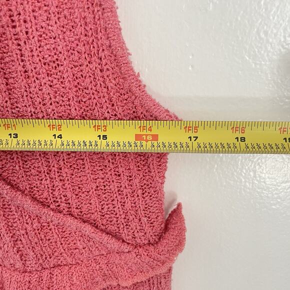 Y2K Knit Babydoll Top L Pink Ruffle Wrap Silk Linen Fairy Coquette Cottage Boho - Picture 6 of 7